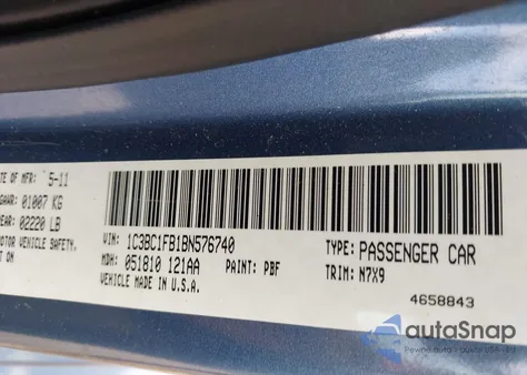 2011 Chrysler 200 Touring из США, поврежденный, VIN 1C3BC1FB1BN576740